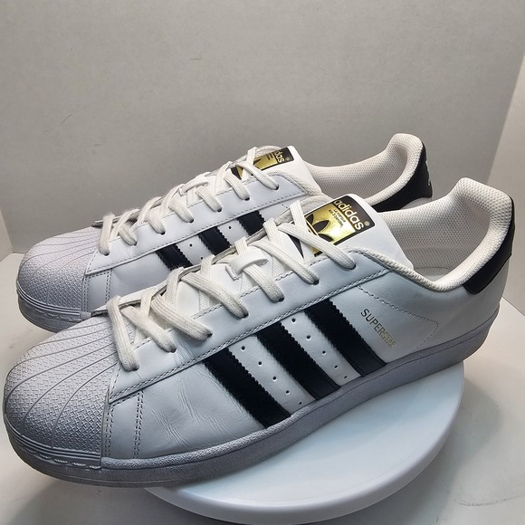Adidas Superstar Shoes Men's Size 13 White Leather Shell Toes Retro Sneakers - Picture 2 of 11